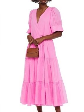 RHODE Gina Tiered Cotton Midi Wrap Dress Size XS